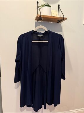 Navy Draped Open Front Cardigan